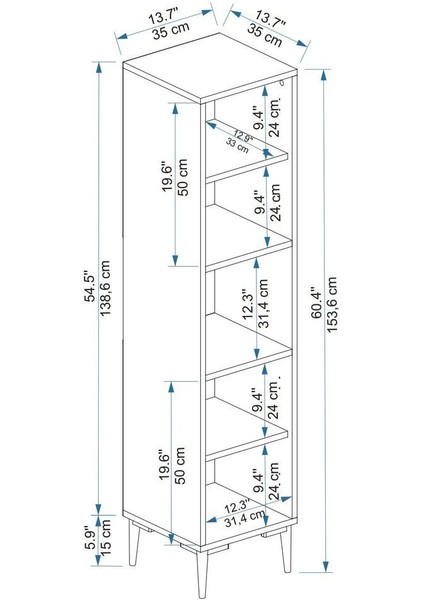 Daminol 5 Raflı 2 Kapaklı Çok Amaçlı Mutfak Dolabı, Beyaz - Daminol indirimleri