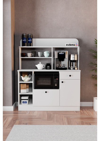 Latte Çok Amaçlı Dolap Kahve Köşesi Beyaz