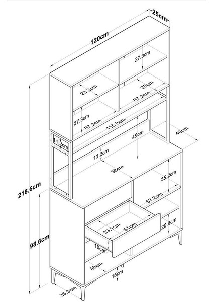 Rani JE180 Çok Amaçlı Dolap 8 Kapaklı 2 Çekmeceli Kiler Mutfak Dolabı Beyaz - Sepet Ceviz fiyatları
