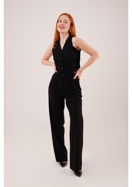 Premium Model Oturtmalı Siyah Pantolon