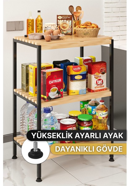 Çok Amaçlı Dolap Mutfak Bangosu Mikrodalga Fırın Rafı Sofra Servis Sunum Düzenleyici Organizer 3 Ka