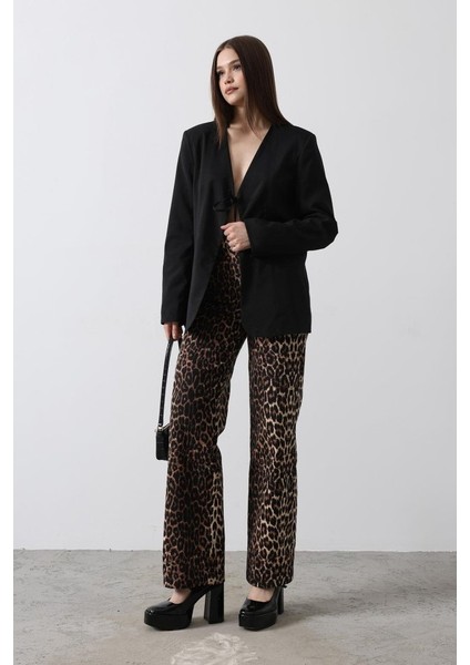 Önü Bağlamalı Blazer Ceket - Siyah