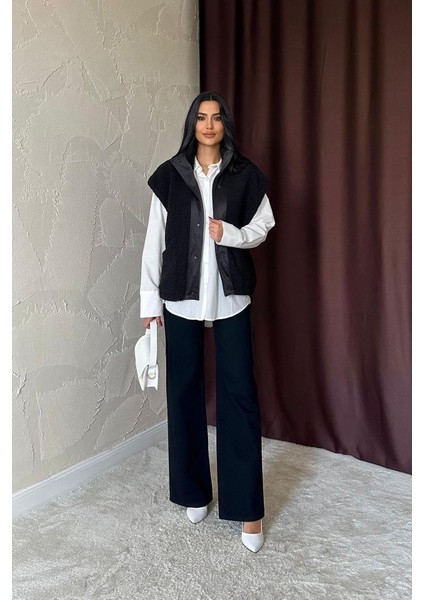 Siyah Yanları Bağlı Yelek