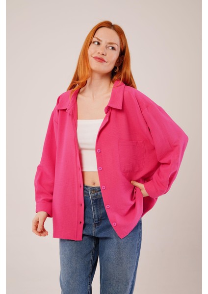 Basic Oversize Fuşya Gömlek