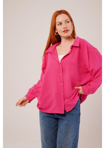 Basic Oversize Fuşya Gömlek