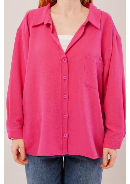 Basic Oversize Fuşya Gömlek
