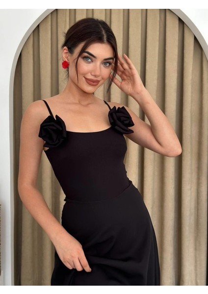 Matilda Gül Ip Askılı Elbise