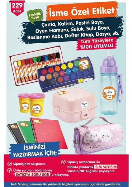 Okul Etiketi Kalem Defter Etiketi Özel Isim Yazılabilen Etiket Seti - Isim Etiketi OE140-T1237-OE140