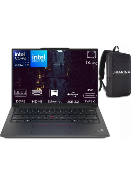 Thinkpad E14 Gen 6 Ultra 7 155H 21M70031TX-104 40GB 4tb+4tb Arc Graphics Windows 11 Pro 14" Wuxga Taşınabilir Bilgisayar