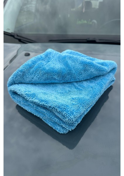 Ultra Kalın 1300 Gsm 50X80 cm Çift Taraflı Mavi Mikrofiber Oto Temizlik ve Kurulama Araba Bezi