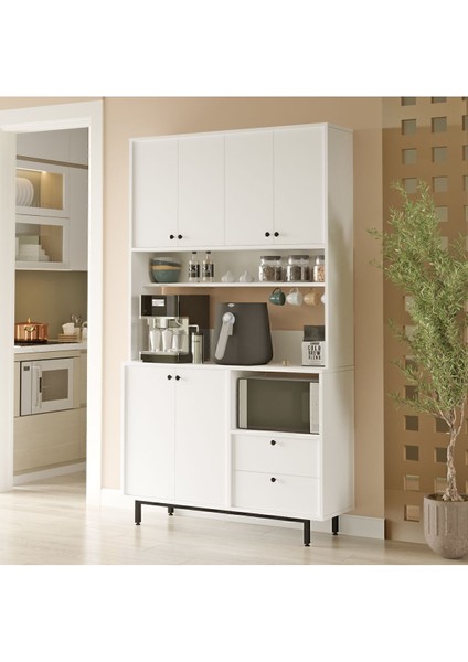Royce Serisi Kahve Köşesi Çok Amaçlı Dolap Mutfak Dolabı Beyaz Re7-W