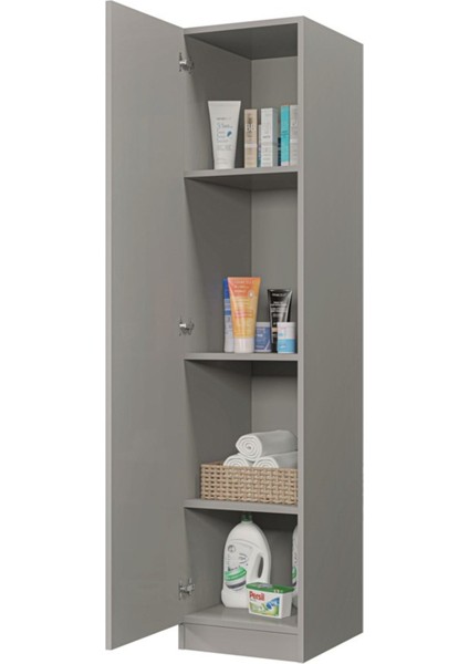 Yaman Luna Tek Kapaklı 4 Raflı Çok Amaçlı Mutfak Kiler ve Banyo Dolabı