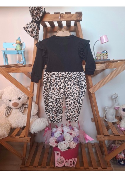 Kız Bebek Leopar Desenli Bandanalı 2'li Takım fiyatları