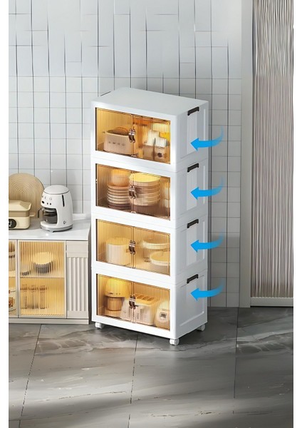 Katlanabilir Modüler Dolap 4 Lü 54 cm x 31,7 cm x 127 cm