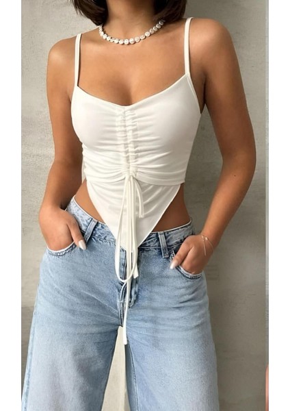 Önü Büzgülü Askılı Crop
