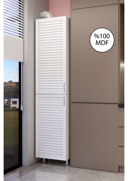 Kombi Dolabı 210 cm Panjur Kapaklı Beyaz