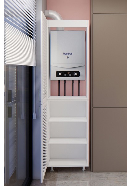 Kombi Dolabı 210 cm Panjur Kapaklı Beyaz fiyatları