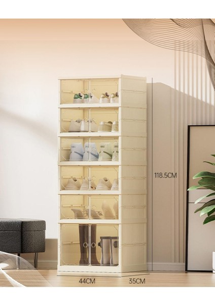 6 Raflı Çok Amaçlı, Geniş, Katlanabilir Dolap, Ayakkabılık ve Raf
