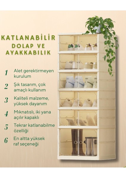 6 Raflı Çok Amaçlı, Geniş, Katlanabilir Dolap, Ayakkabılık ve Raf indirimleri
