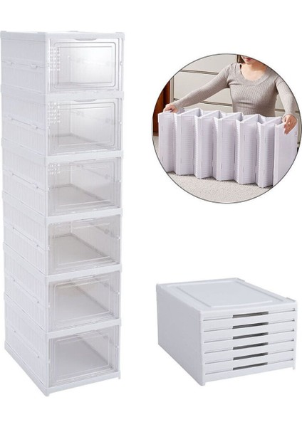 6 Raflı Çok Amaçlı Katlanabilir Dolap, Ayakkabılık ve Raf