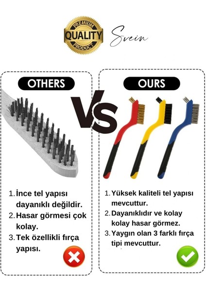 Premium 3'lü Mini Tel Fırça Seti Detay Temizlik Pas Kir Sökücü Devre Kartı Fan 3D Printer Mekanik