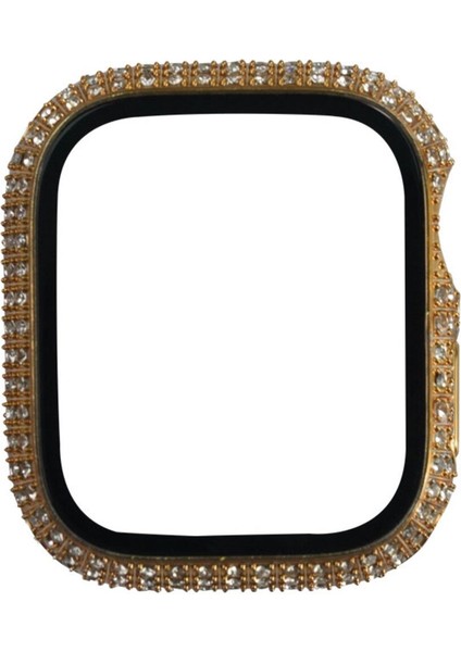 Apple Watch 7 41MM Uyumlu Watch Gard 24 Kenarları Taşlı Sert Pc Kasa ve Ekran Koruyucu