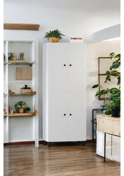 %100 Mdf 8 Raflı 4 Kapaklı Beyaz Çok Amaçlı Mutfak/banyo Dolabı 70X172X32 fiyatları