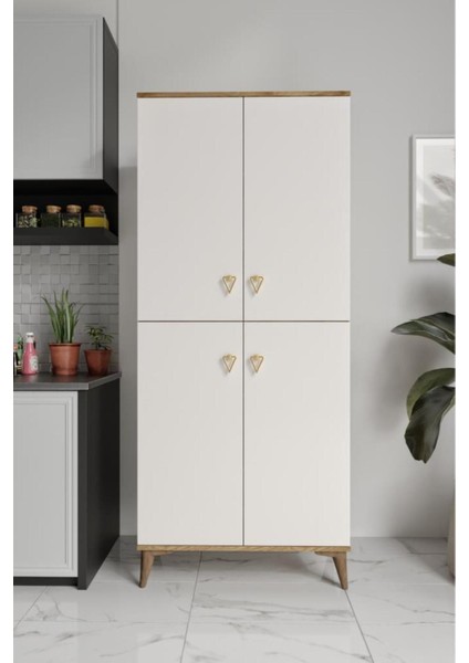Simple SP4190 Çok Amaçlı Dolap 4 Kapaklı Mutfak Dolabı Balkon Dolabı Kiler Banyo Dolabı Ayakkabıl