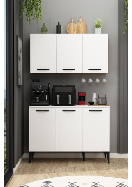 Iva+Üst Modül Airfry Dolabı Fırınlı Erzak Dolabı Çok Amaçlı Dolap Askılı Kahve Köşesi