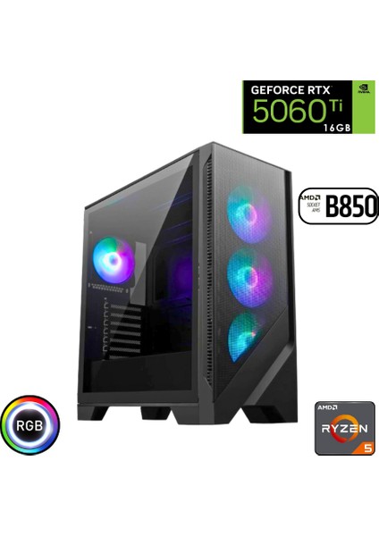 Ryzen 5 8400F 16GB Ddr5 2tb SSD Rtx 5060TI 16GB B850 Wi Fi Anakart Oyuncu Bilgisayarı