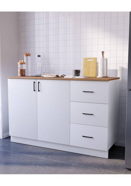 Molly Mini Mutfak Dolabı Alt Modül Çekmeceli 120 cm (Tezgah Dahil)