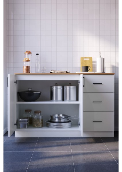 Molly Mini Mutfak Dolabı Alt Modül Çekmeceli 120 cm (Tezgah Dahil) fiyatları