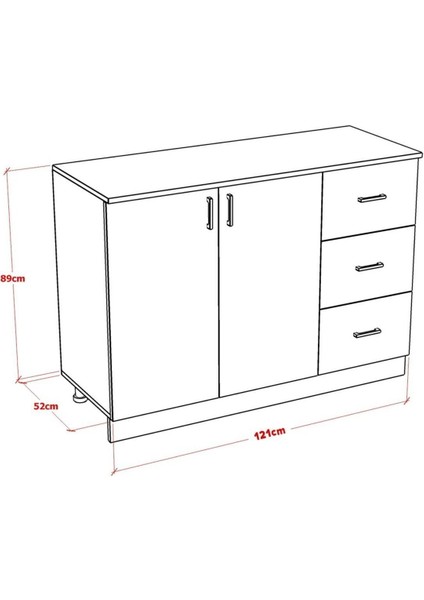 Molly Mini Mutfak Dolabı Alt Modül Çekmeceli 120 cm (Tezgah Dahil) fırsatları