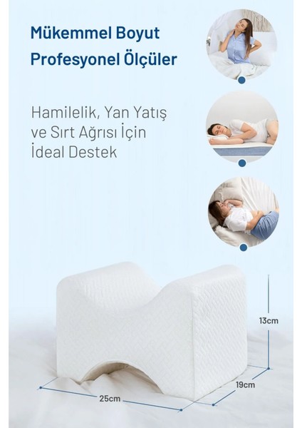 Visco Ortopedik Diz Arası Yastığı – Visco Bacak Destek Minderi | Uyku Için Ergonomik Yan Yatma Yastığı | Ortopedik Bacak Arası Yastık