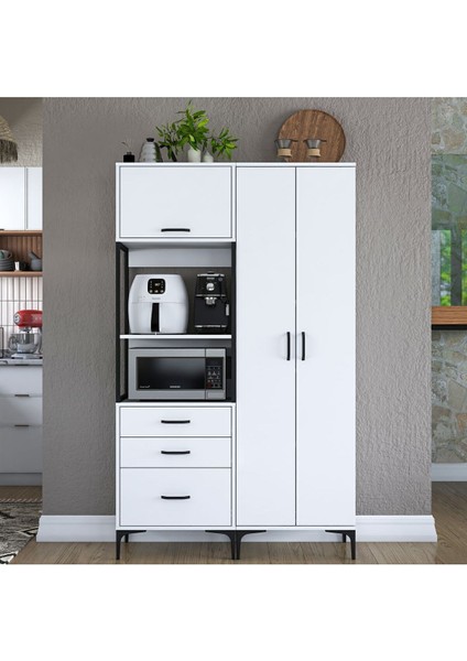 Rani JE142 Çok Amaçlı Dolap 3 Kapaklı 3 Çekmeceli Kiler Mutfak Dolabı Beyaz modelleri