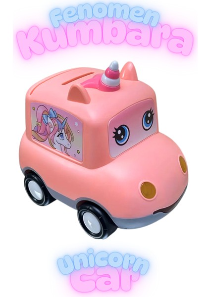 Sevimli Fenomen Kumbara Unicorn Car - Şifreli Kilitli (11 x 17 x 11 cm )