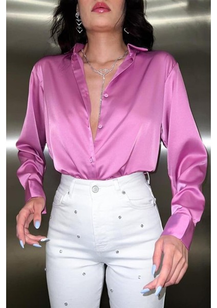 Pembe Saten Gömlek