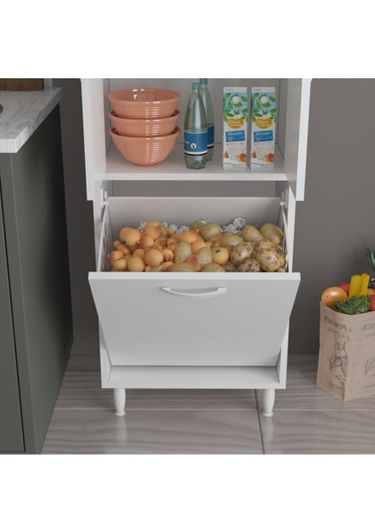 Gamzem Mutfak 55X138 cm Mutfak Erzak Kiler Depolama Düzenleyici Dolabı