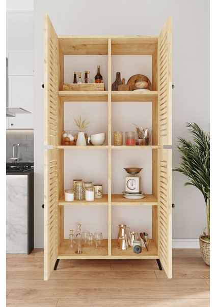 Deneb Mdf Safir Meşe 4 Kapaklı(Panjur Kapak) Ahşap Ayaklı Kiler Dolabı fiyatları