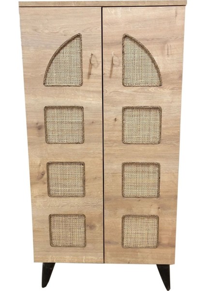 Çok Amaçlı Dolap-Kitablık -Ayakkabılık - Depolama Saklama Dolabı-Dekor Alaçatı-Hasır-Rattan-Hazeran