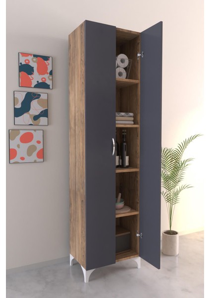 5 Raflı Çok Amaçlı Mutfak Dolabı Banyo Balkon Erzak Dolabı