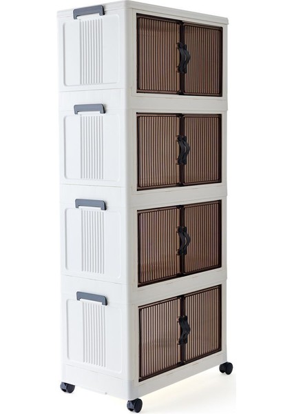 Emayhome Fold & Go 4 Kat Katlanır Dolap - Beyaz - 127X55X31,7 cm