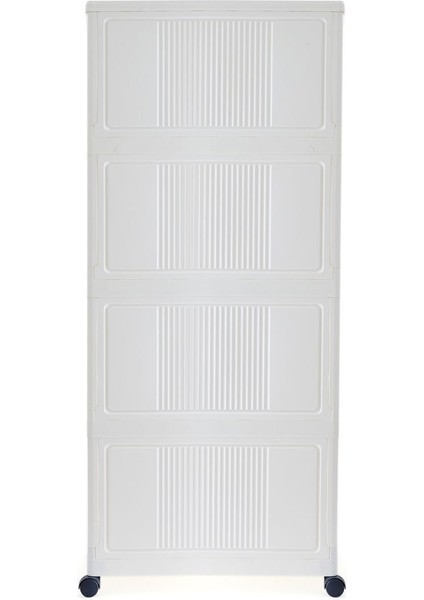 Emayhome Fold & Go 4 Kat Katlanır Dolap - Beyaz - 127X55X31,7 cm