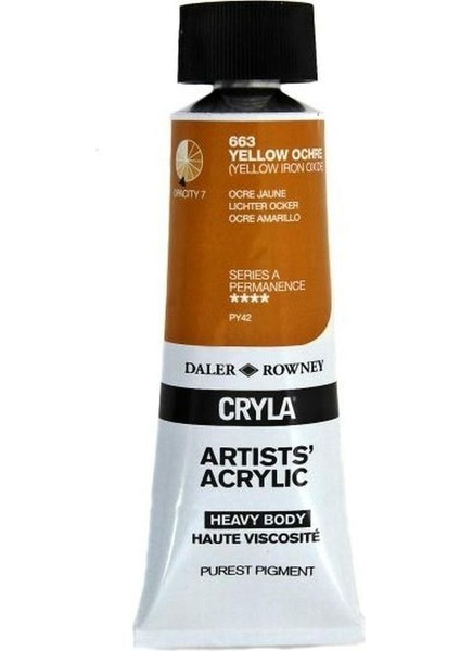 Cryla Heavy Body Artists' Akrilik Boya 75ML N:663 Yellow Ochre Yellow Iron Oxide