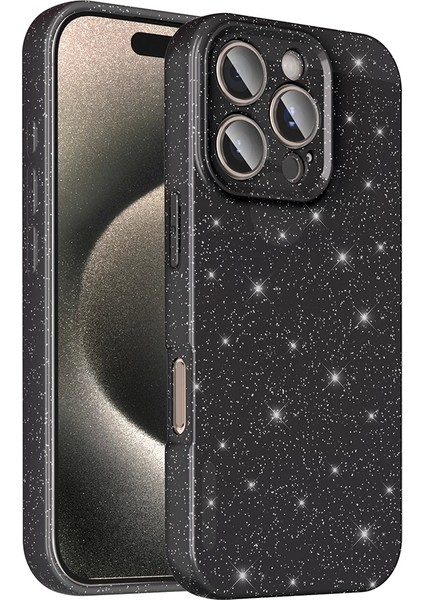 Apple iPhone 16 Pro Max Uyumlu Kılıf Kamera Korumalı Simli Lüks Koton Kapak