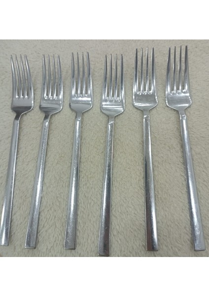 6 adet yemek çatalı lüx düz çubuk model (paslanmaz çelik) fırsatları