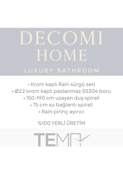 Rain Plus Slim Tepe Duş Seti (3+1 Fonksiyonlu Duş Seti)