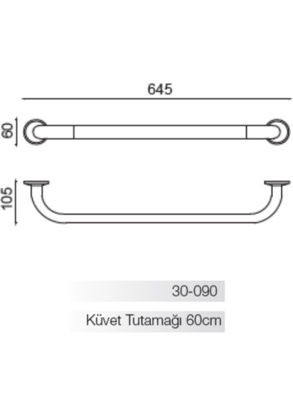 Bella 60CM Küvet Tutamağı (10 Yıl Paslanmaz Garantili)