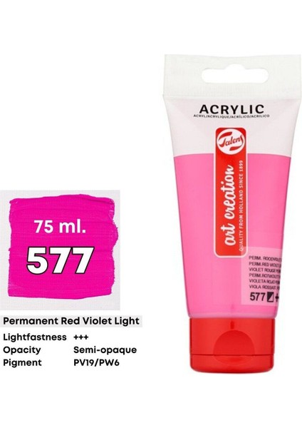 Art Creation Akrilik Boya 75ML 577 Permanent Red Violet Light
