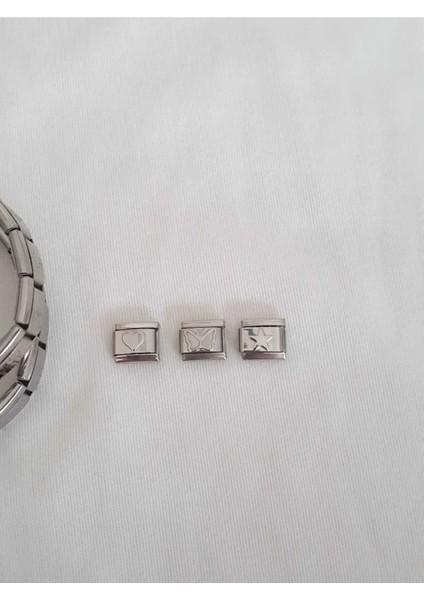 Çelik Kalp&yıldız&kelebek 3lü Italyan Charm
